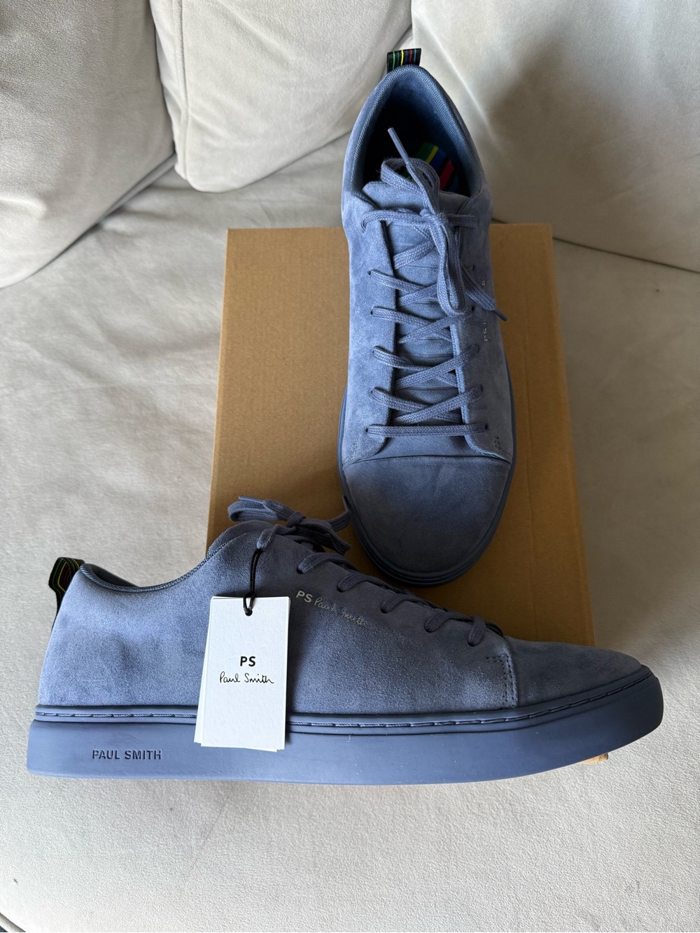 New In Box Paul Smith Men’s Suede Lace-Up Shoes/Sneakers/ in Blue Suede, USA 12